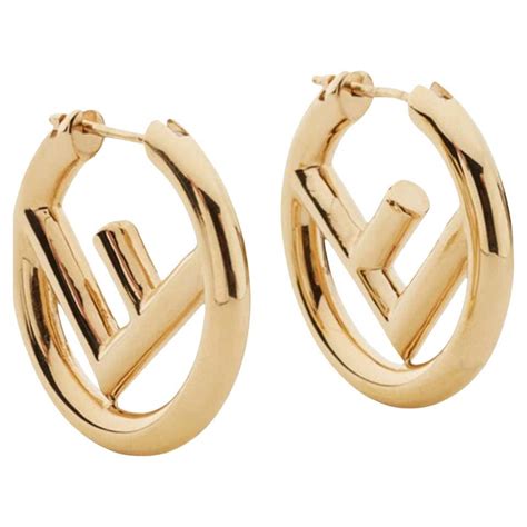 gold fendi earrings hoops|Fendi baguette hoop earrings.